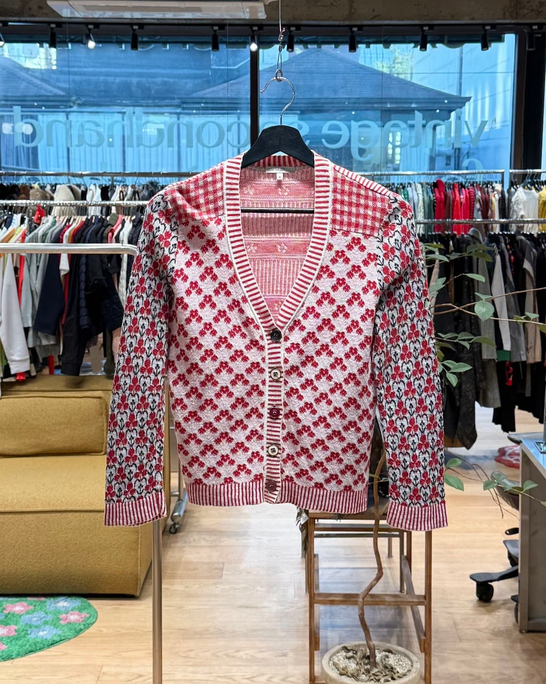 겐조 레드 플로랄 레이온혼방 가디건 상품이미지1