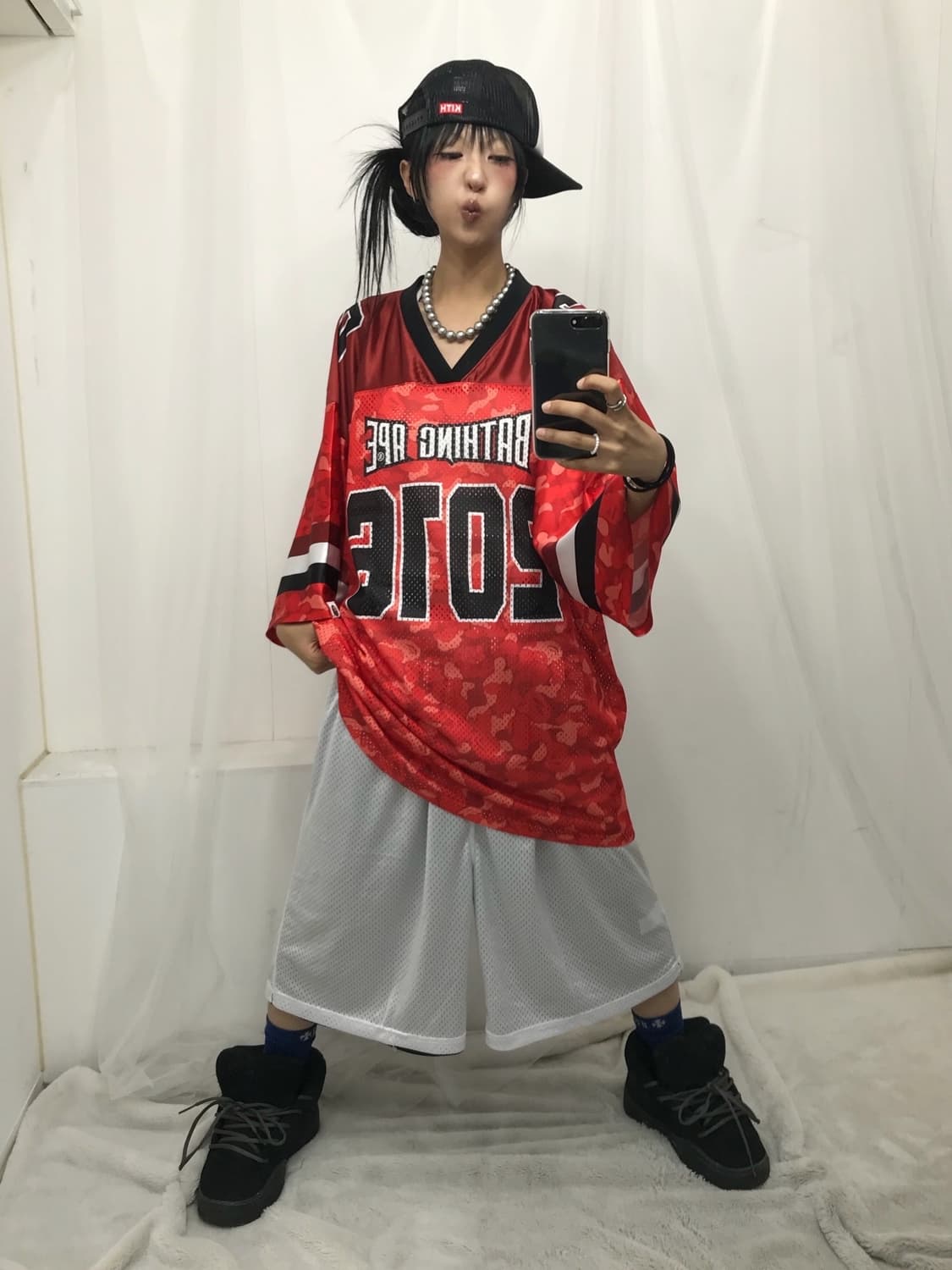< Bape Red Camouflage Mesh Jersey ( 새상품  상품이미지4