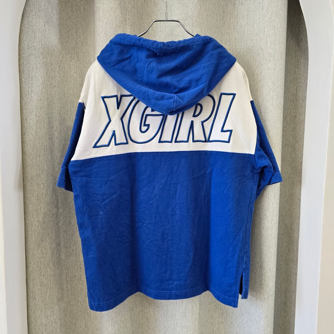 X-girl 엑스걸 로고 투톤 반팔 후드티 상품이미지2