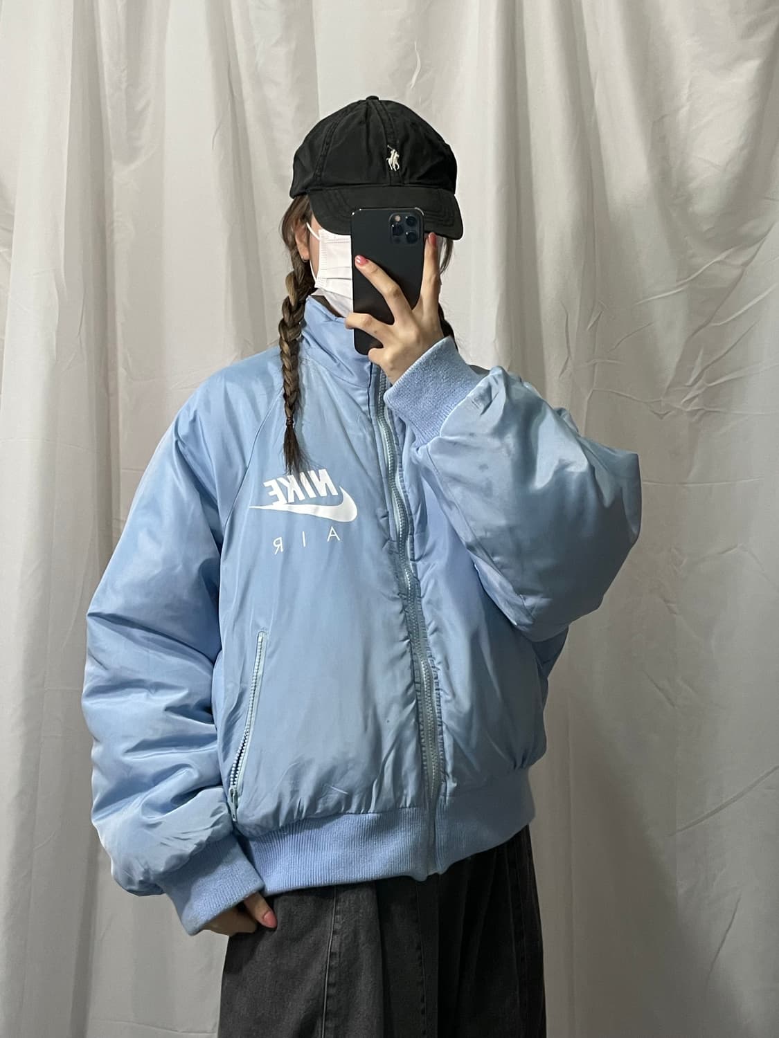 나이키 대장급 리버시블 흰색 하늘색 패딩 L 상품이미지3