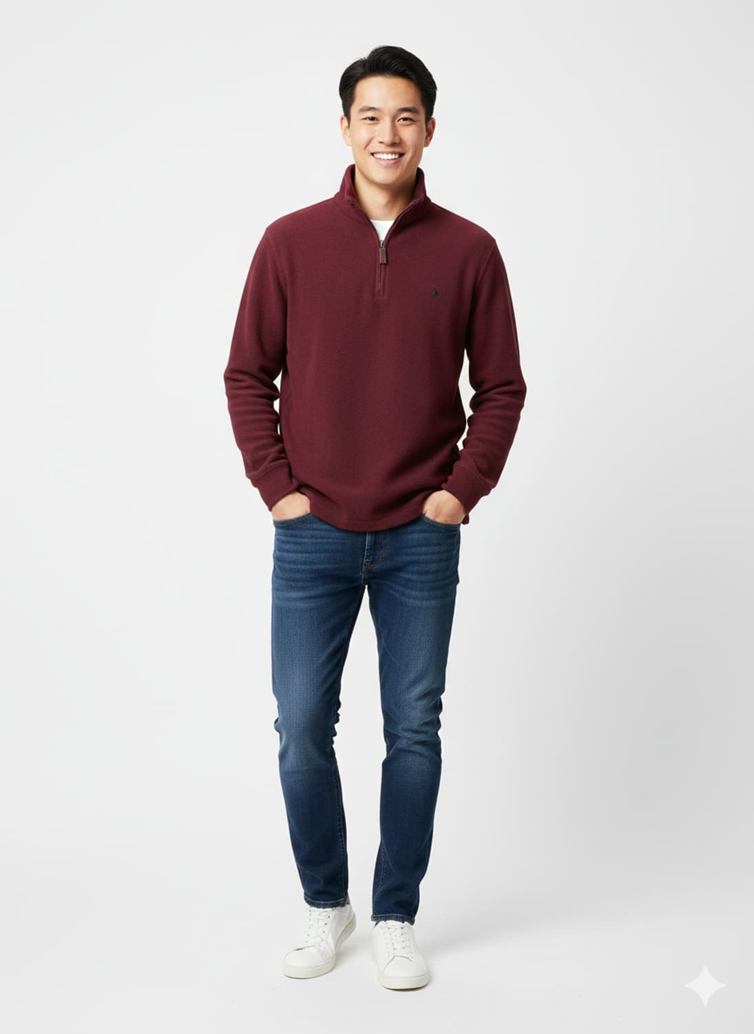 폴로 랄프로렌 버건디 긴팔반집업 상품이미지1