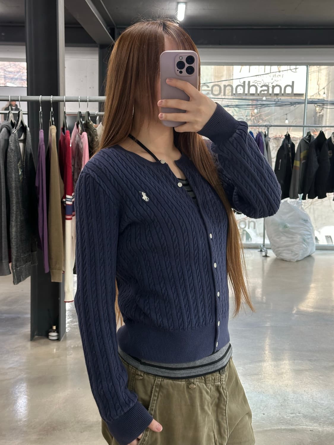 폴로랄프로렌 케이블 버튼 가디건 네이비 상품이미지2