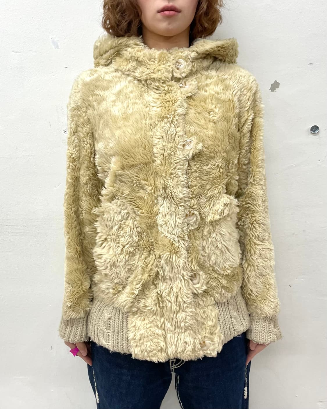 Bear Beige Fur Hooded Jacket  상품이미지2