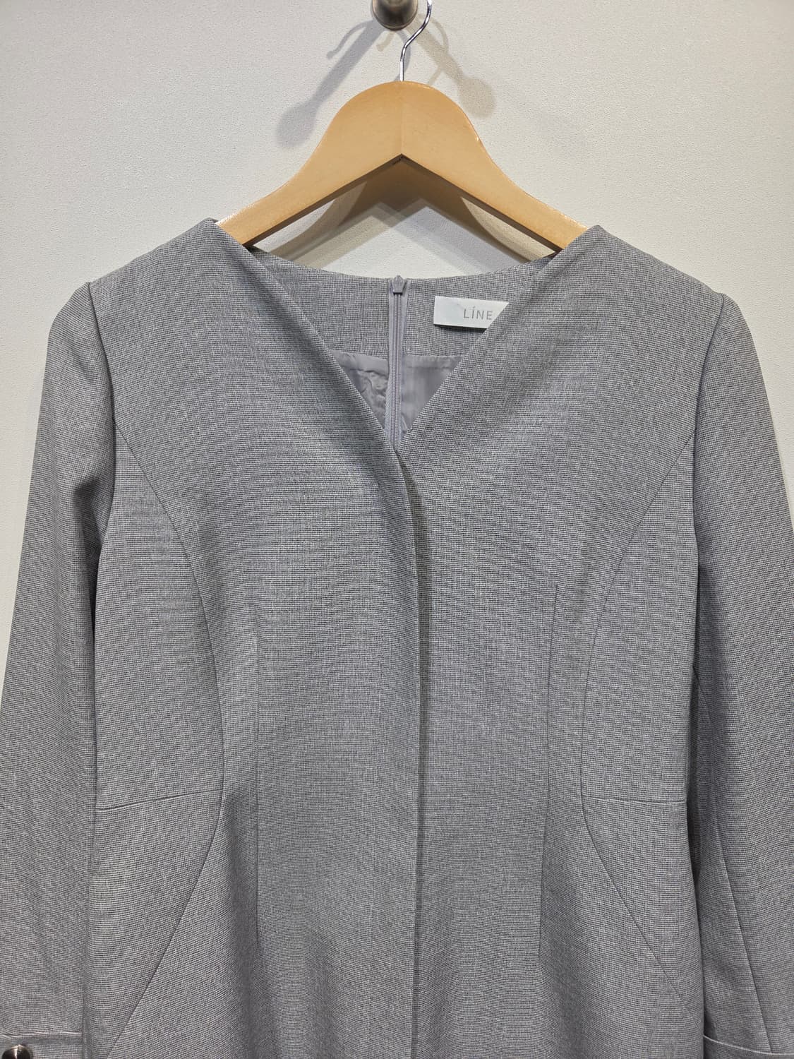 LINE 라인 멜란지 그레이 V넥 원피스 상품이미지3