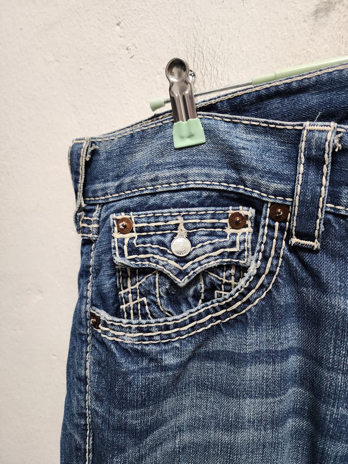 USA 트루릴리젼 y2k 스티치 데님 팬츠 상품이미지4