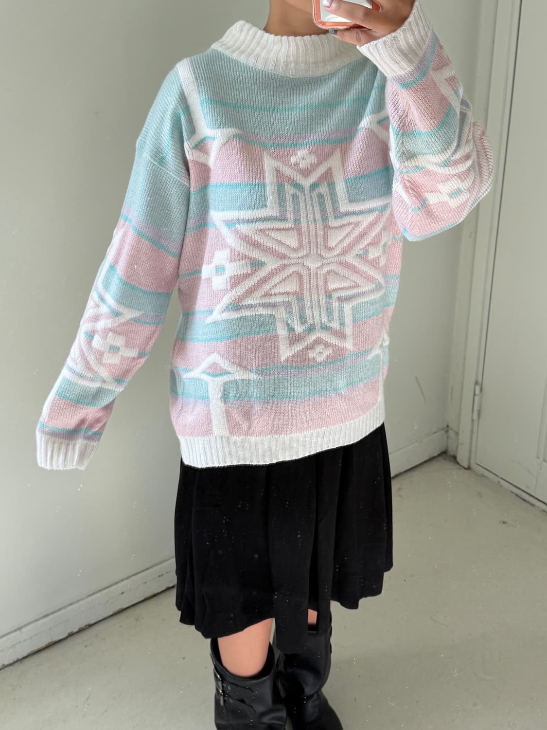 일본빈티지 파스텔 눈꽃 빈티지스웨터 상품이미지2