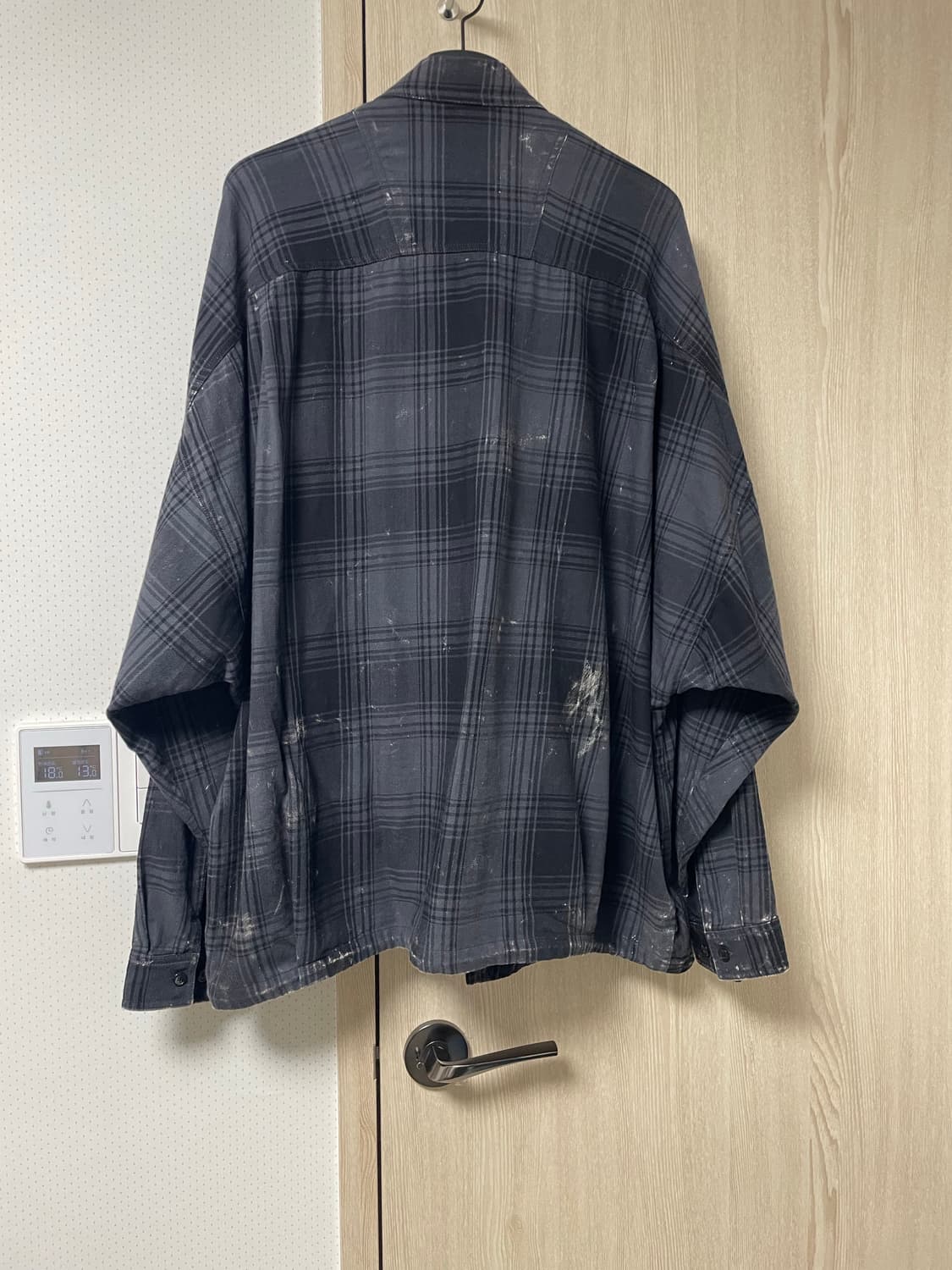 52사이즈 새상품, 준지 26ss 아일랜드 워싱 그레이 체크 코치셔츠 상품이미지6