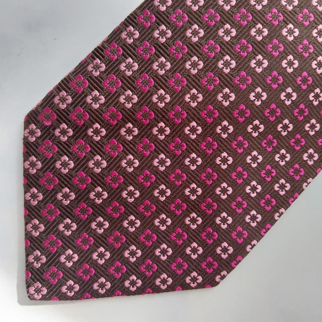 알테아 실크 브라운 플라워 패턴 넥타이 9.1cm A+등급 K2355 상품이미지5