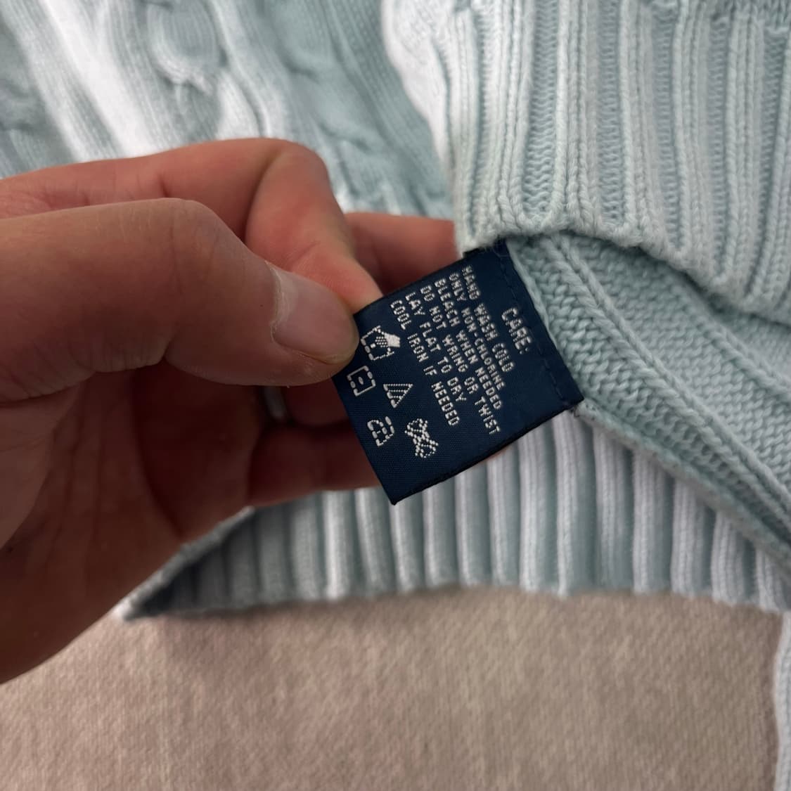 W 95 폴로랄프로렌 스카이블루 꽈배기 코튼 니트 상품이미지5