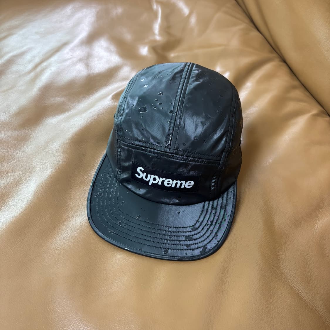 슈프림 캠프캡 모자 박스로고 스플래터 블랙 상품이미지1