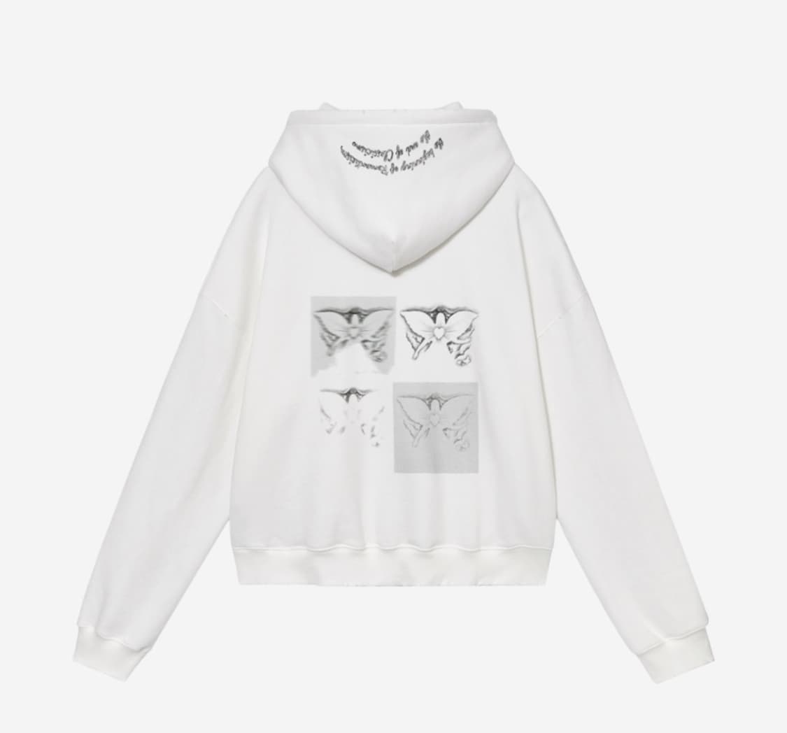 글로니 마야 두들 프린트 후드집업 화이트 윤비누 착용 상품이미지2