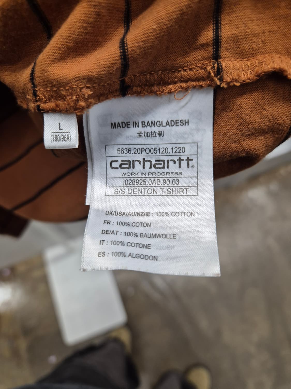 칼하트 WIP 스트라이프 반팔 티셔츠 브라운 L 상품이미지5