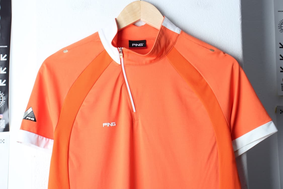 W(XL) 핑 반팔 카라 티셔츠 골프 기능성 반집업 오렌지-H30404 상품이미지3