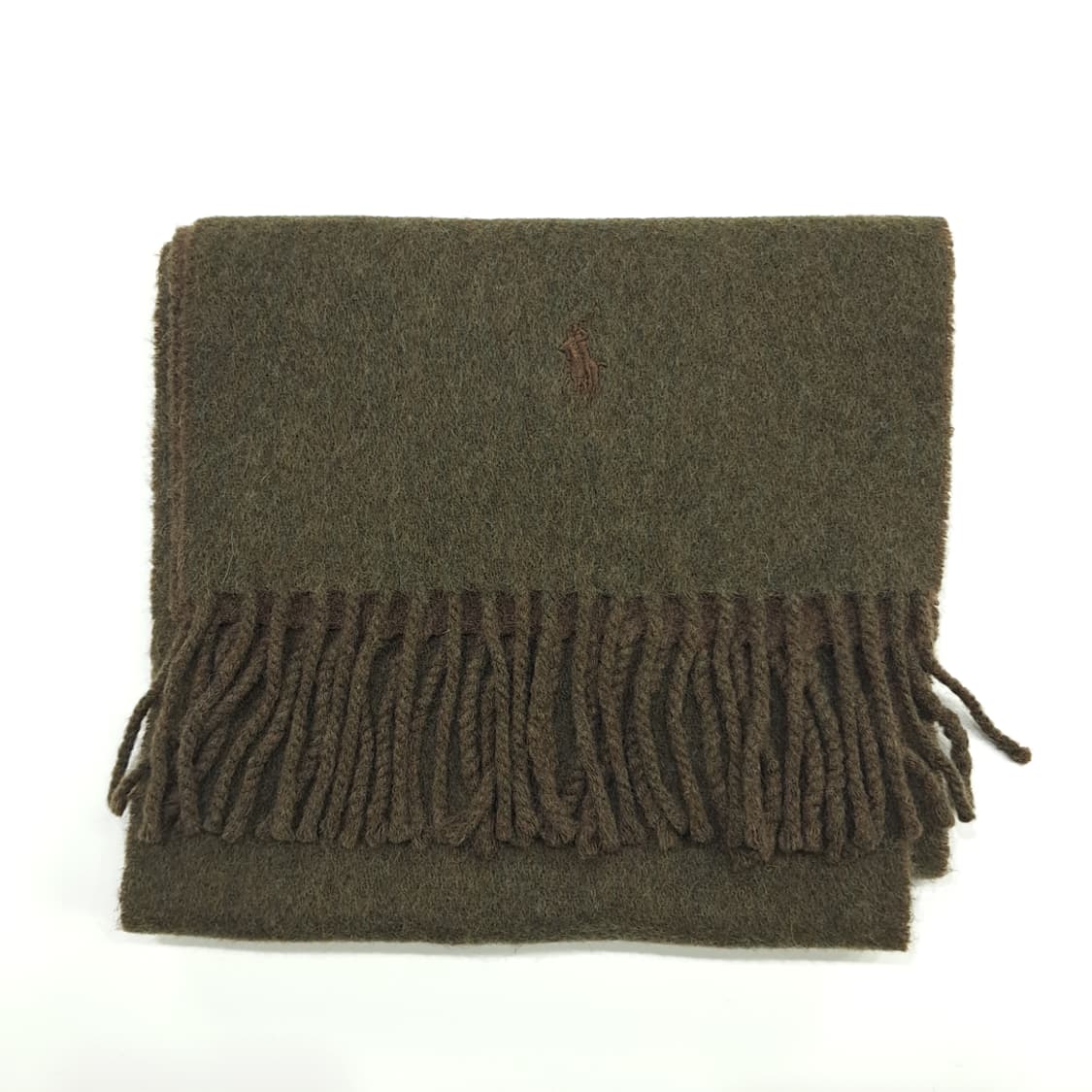 MX172 폴로 랄프로렌 올리브그린 브라운 램스울 양면 목도리 머플러 상품이미지7