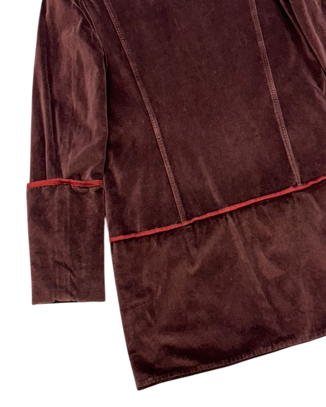 헬무트 랭 97AW 파이핑 디테일 버건디 벨벳 자켓 상품이미지8