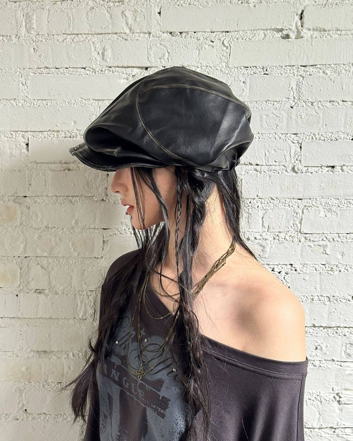 빈티지 무드 레더 스터드 캡 상품이미지8