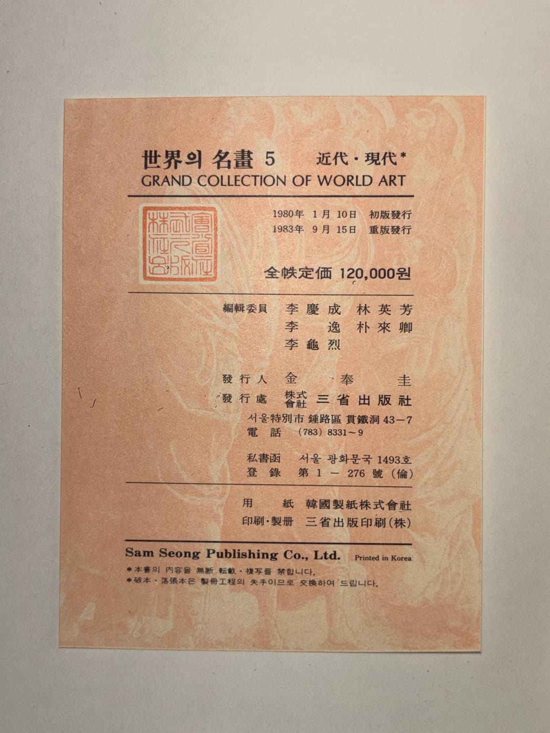 세계의 명화 1980년대 절판 빈티지 고전 근현대 도록 화집 상품이미지2
