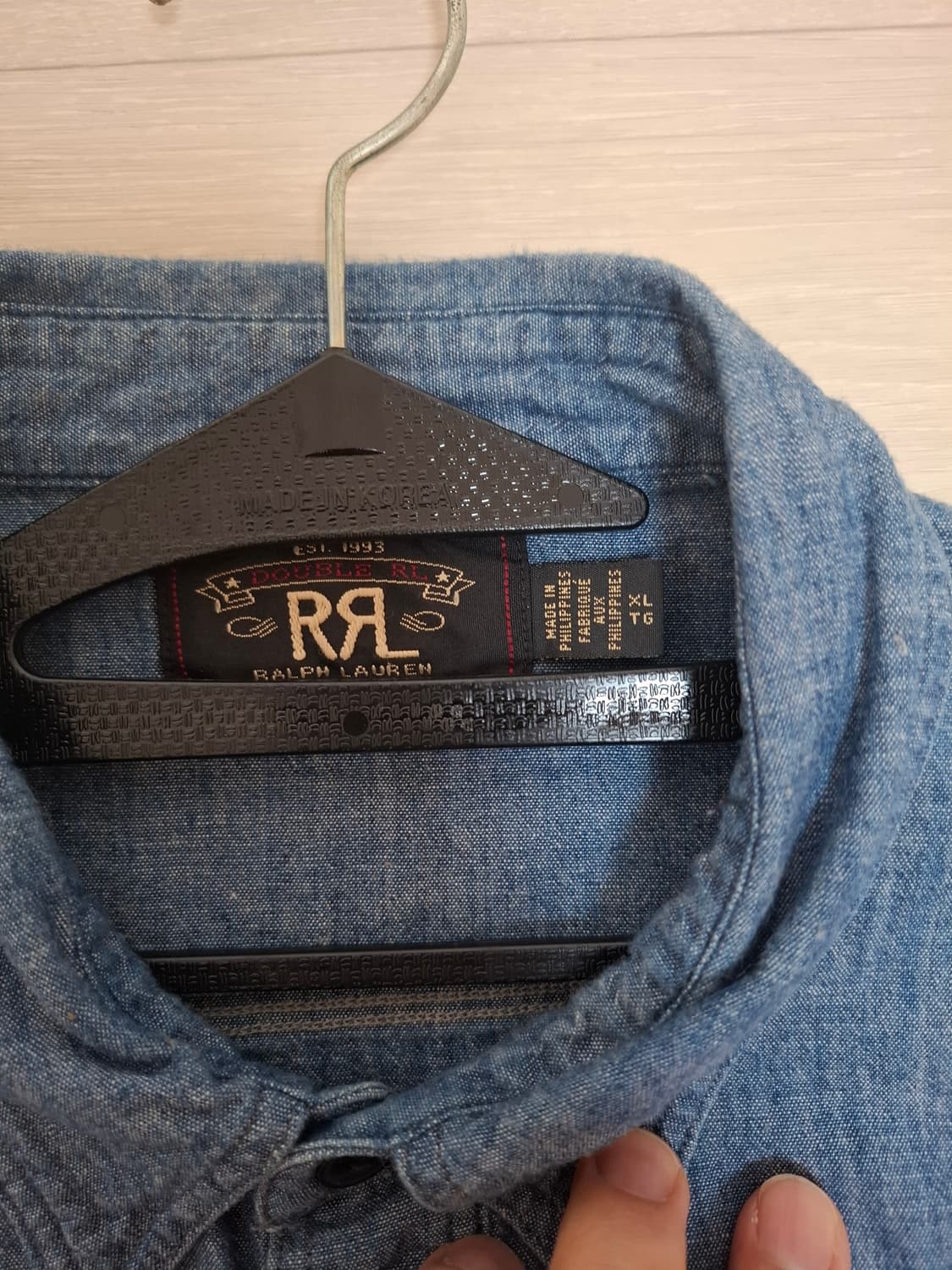 XL 더블알엘 인디고 샴브레이 데님 워크 셔츠 상품이미지5