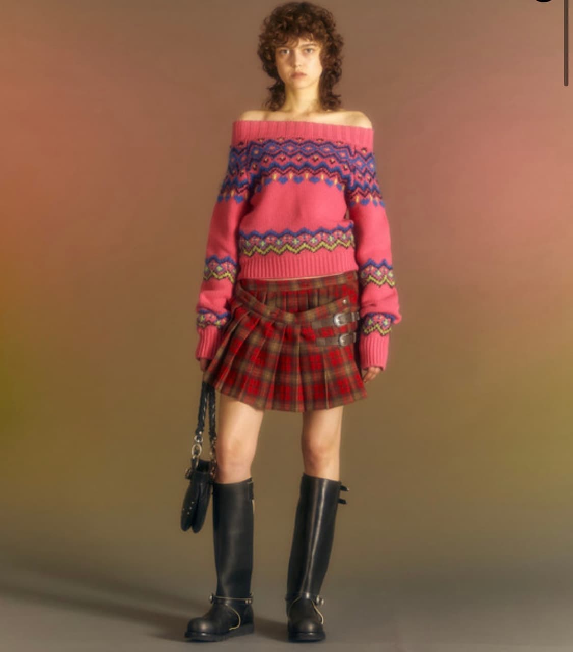 타코 노르딕 오프숄더 니트 (PINK) 상품이미지1