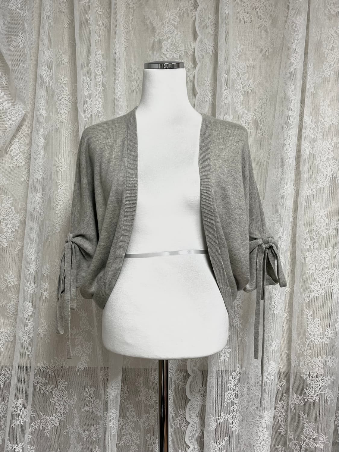 S) 캘빈클라인 CK 캐시미어 100 볼레로 가디건 그레이 상품이미지1