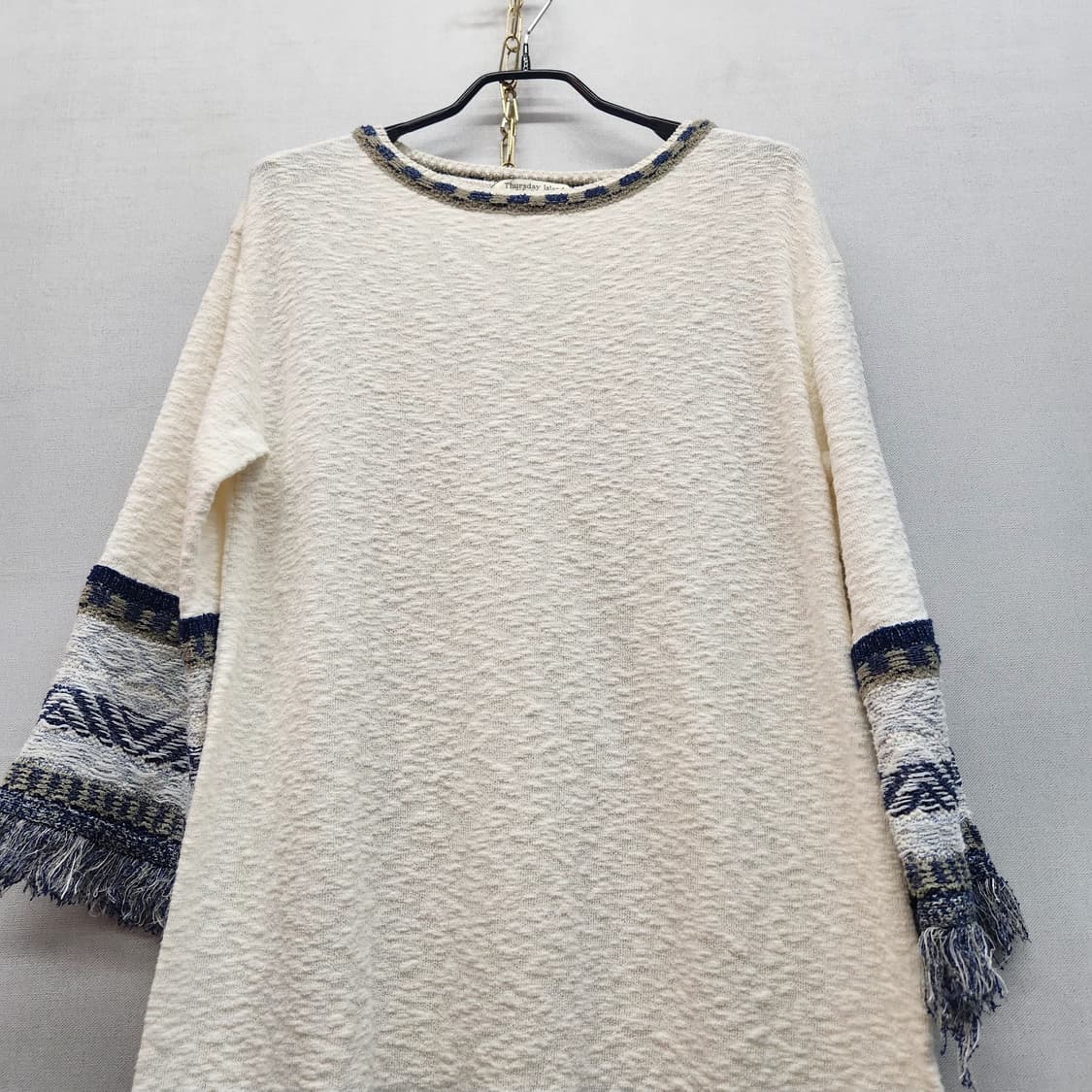 써스데이아일랜드 소매 프린지 데님 믹스 원피스 M(M) 상품이미지2