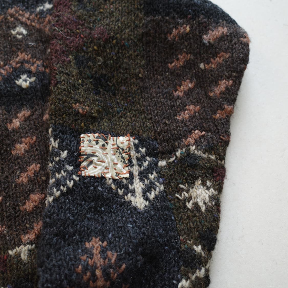 아디론닥 핸드메이드 패치워크 울 니트 M 상품이미지10