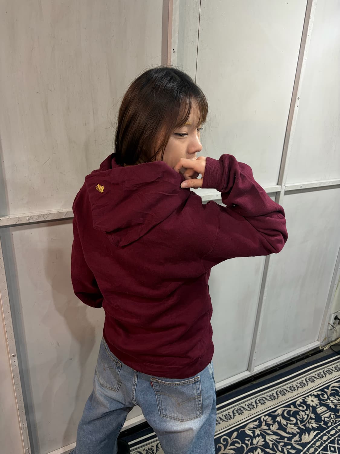 90s RUSSELL burgundy hoodie 상품이미지5