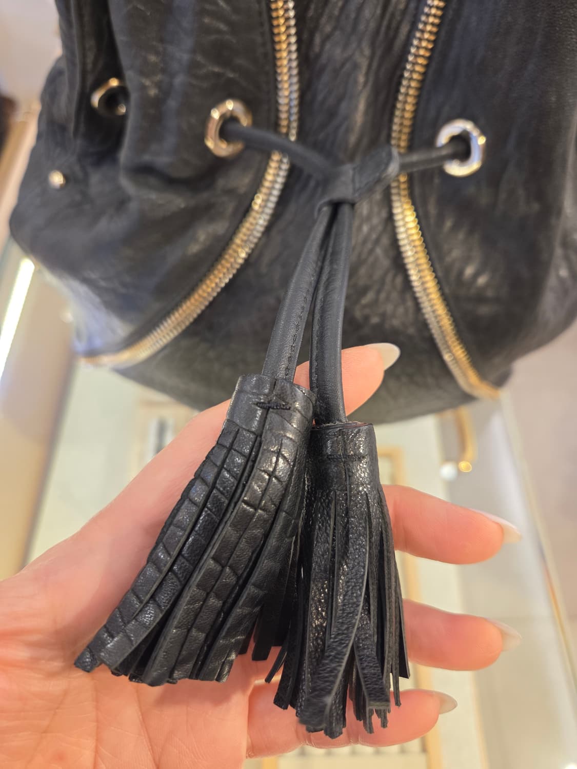 레노마 콤비지퍼 레더 백 (끈조절가능 상품이미지3