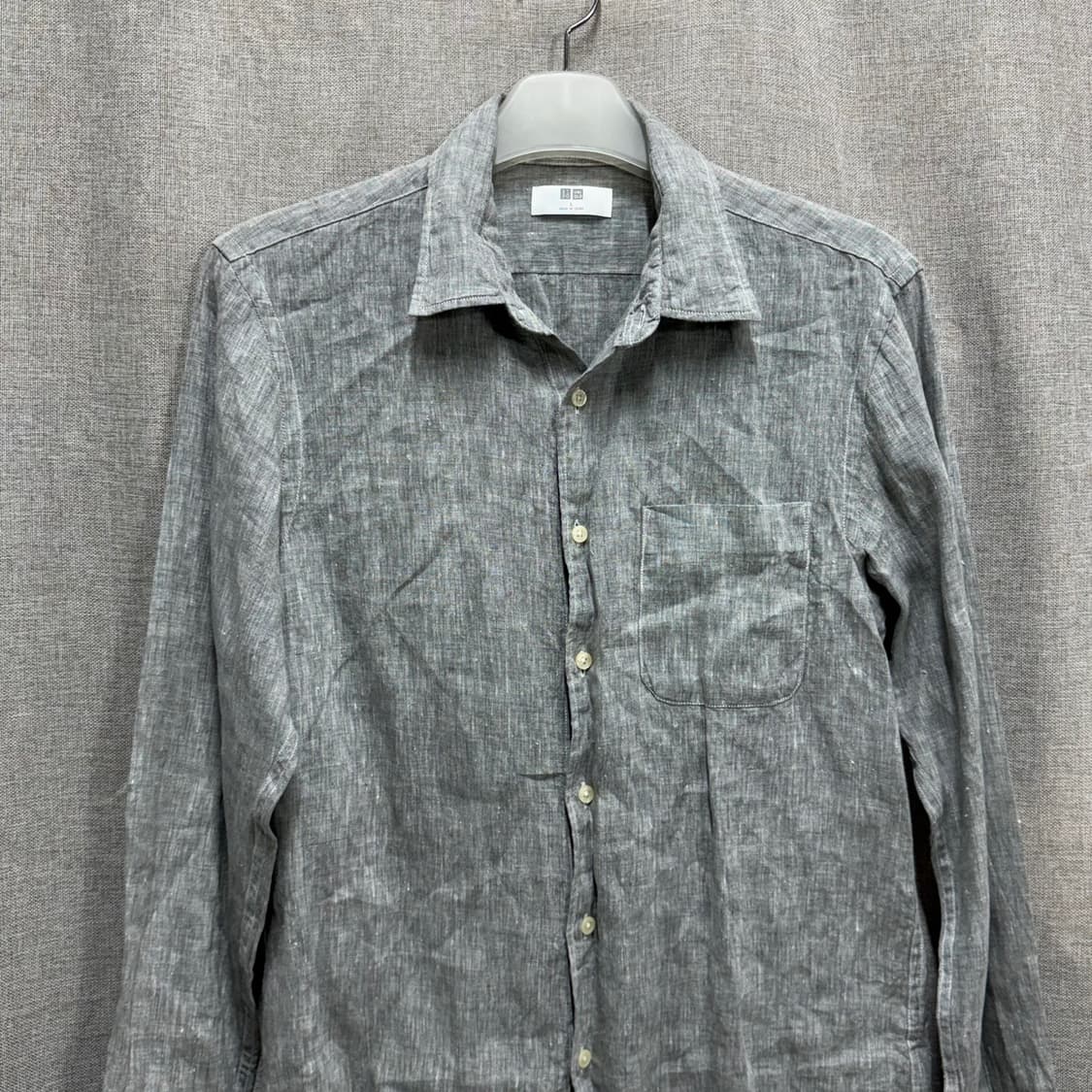 [L] 유니클로 린넨 마 셔츠 남방 그레이 상품이미지3