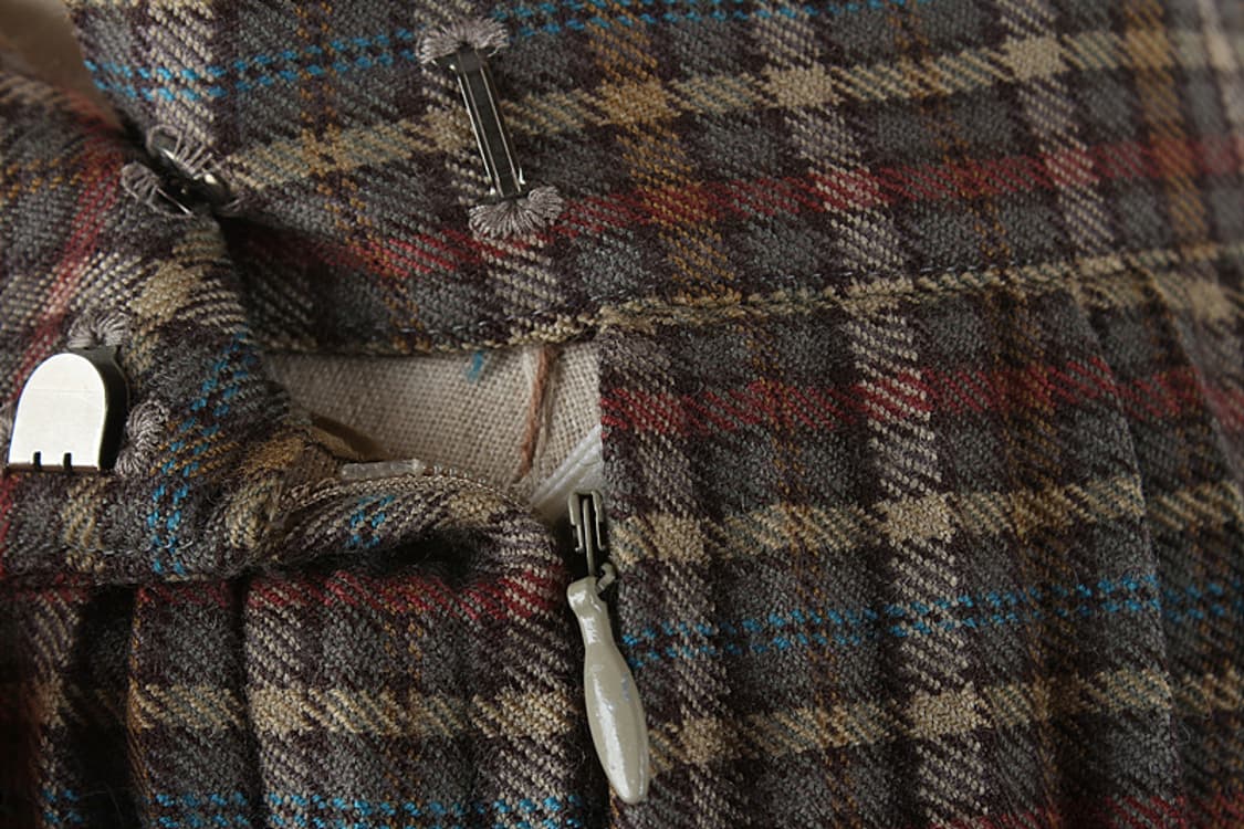 주름 아코디언 플리츠 A라인 울모직 트위드 체크패턴 롱치마 클래식 캐주얼 상품이미지7