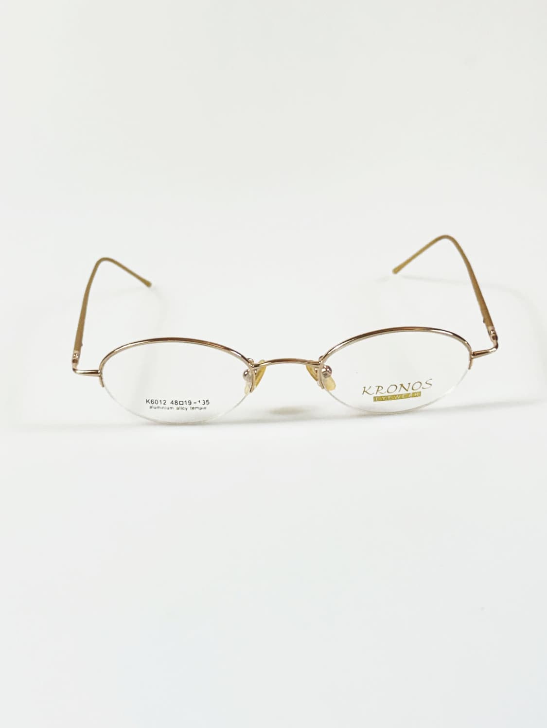 90s KRONOS 골드 오벌 반무테 빈티지 안경 상품이미지2