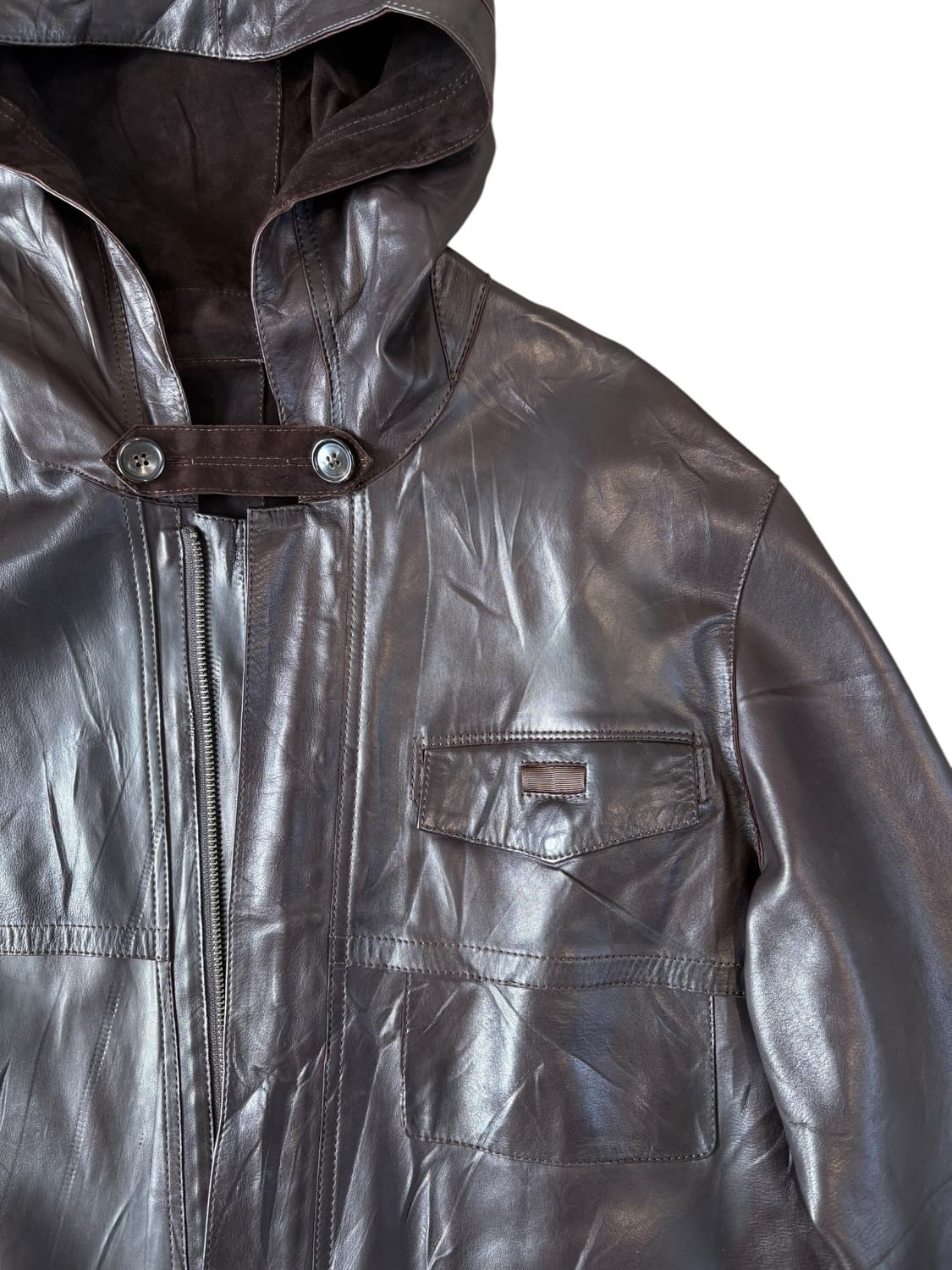 Reversible Hooded Leather Jacket 상품이미지2