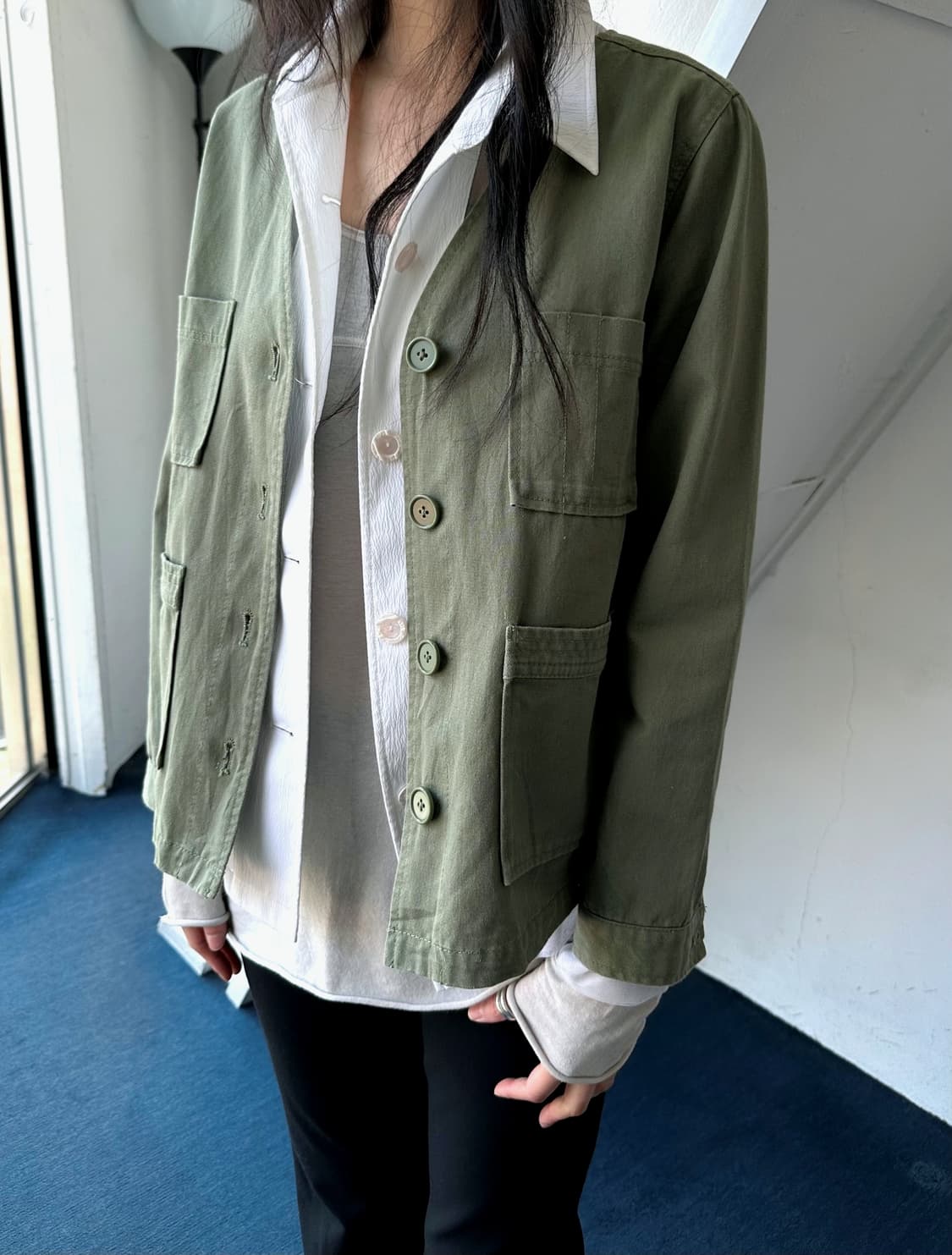 Sheer fabric design mesh blouse shirt 상품이미지7