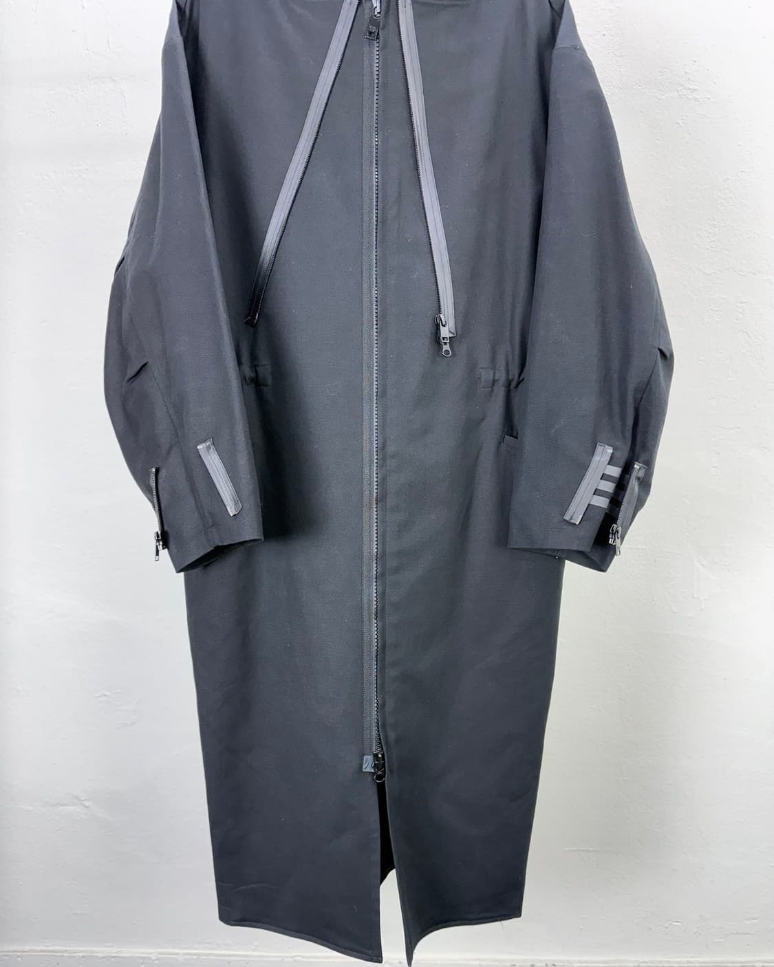 y-3 블랙 크로스 지퍼 개버딘 울 롱 자켓 상품이미지4