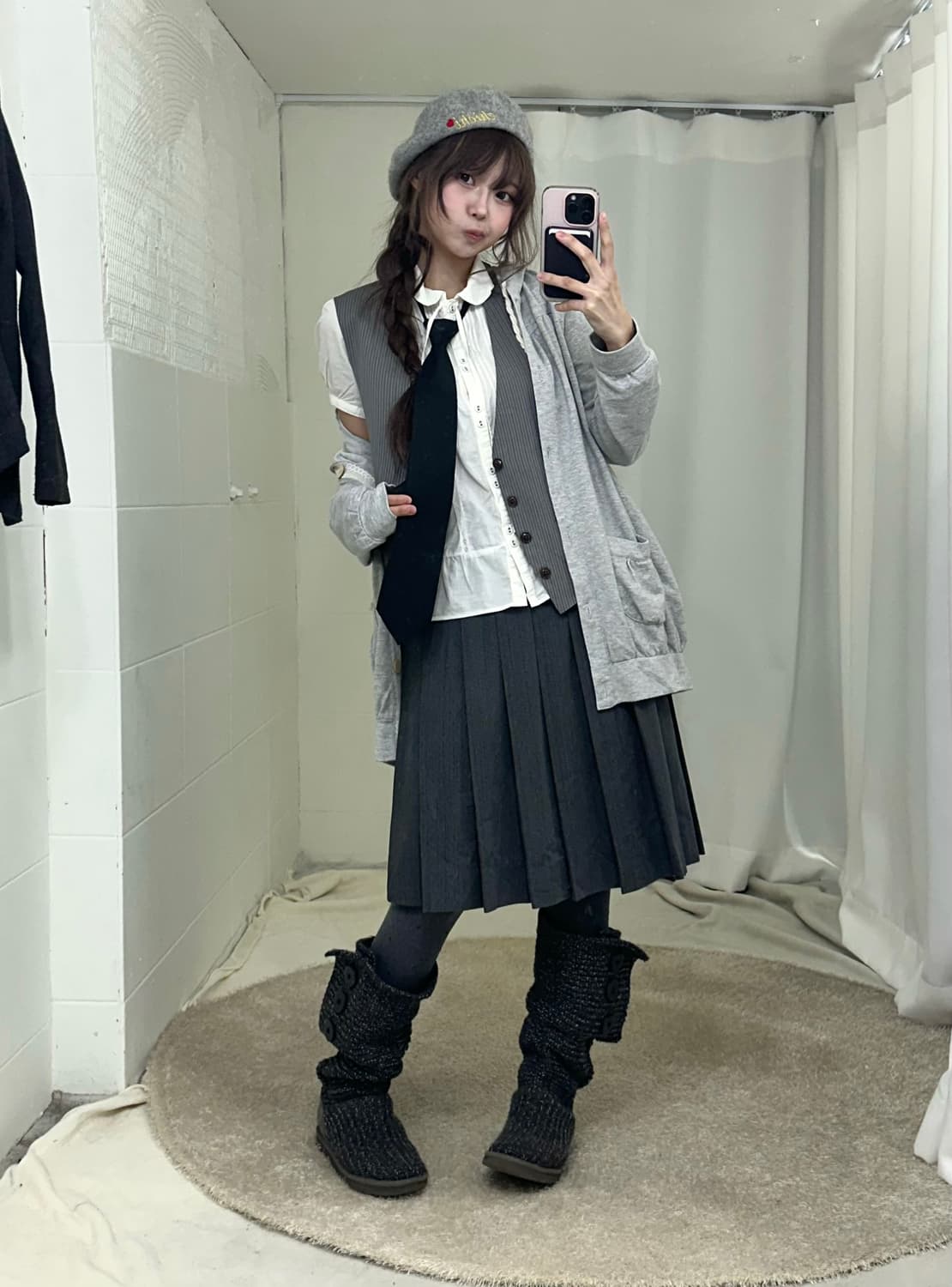 그레이 너드 니혼진 프레피 코트 코디세트 상품이미지3