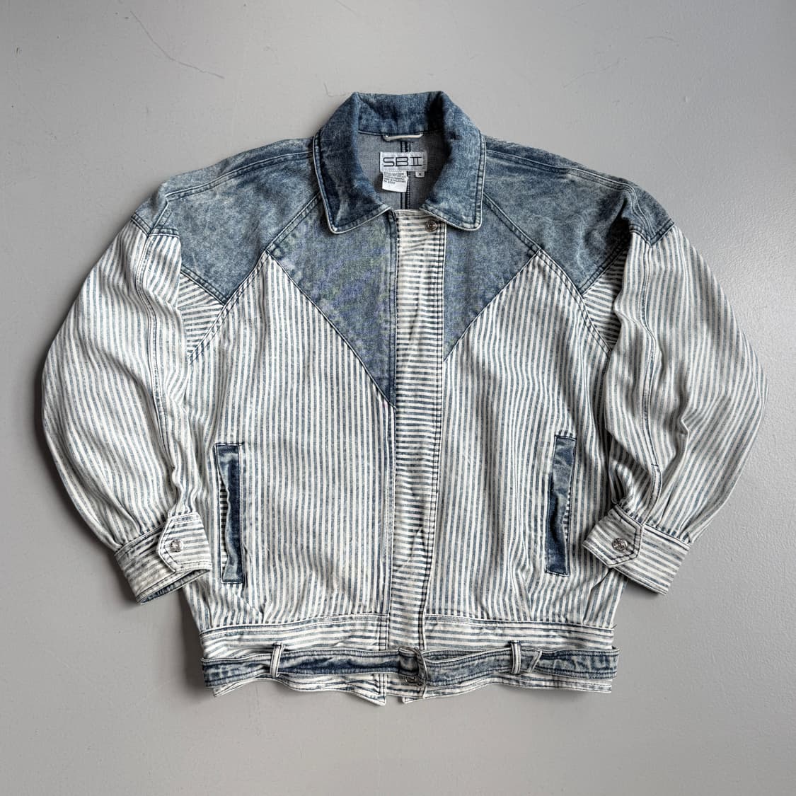SB ll 90s 빈티지 벨티드 스트라이프 도킹 데님자켓 상품이미지2