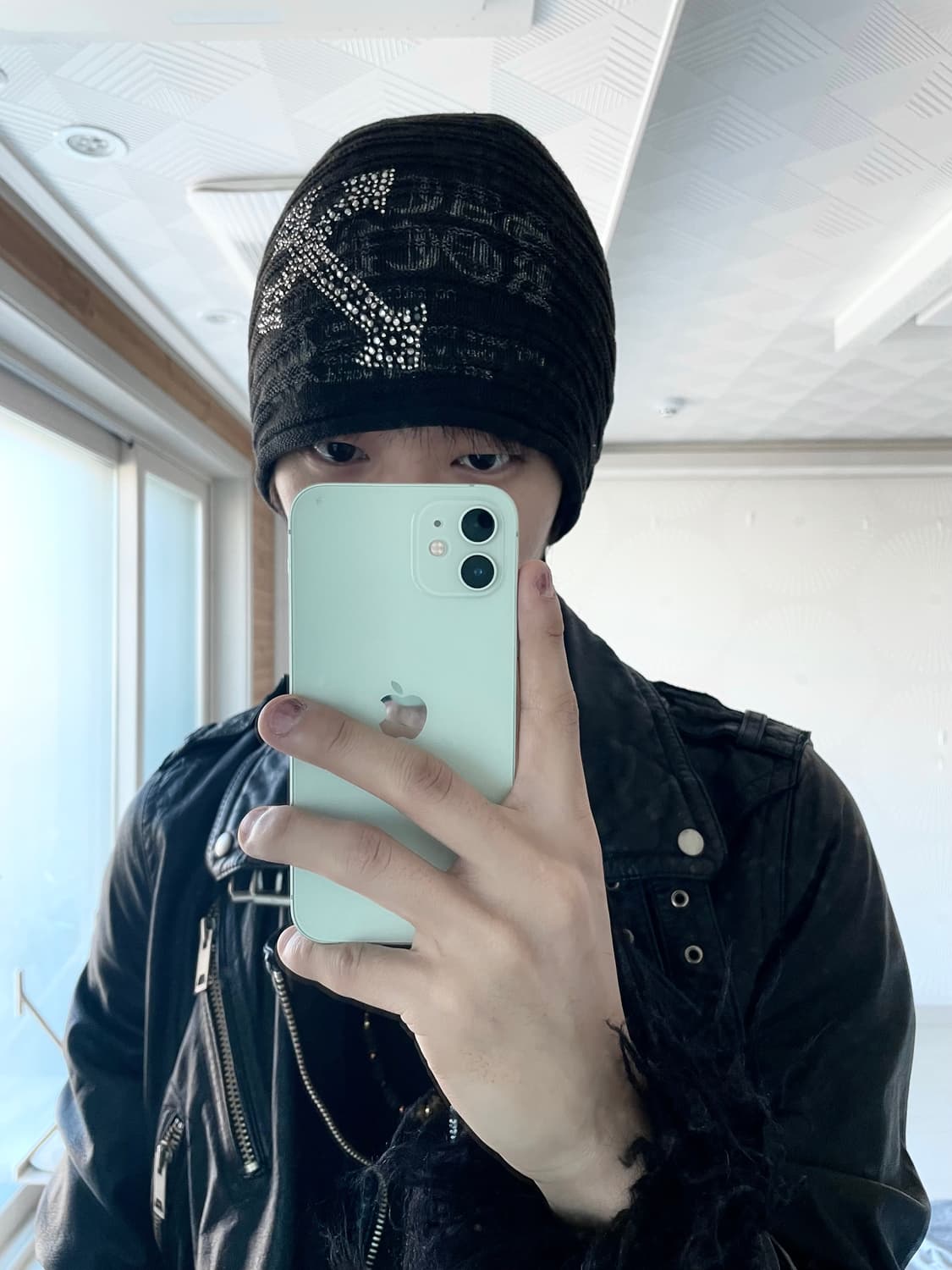 Cross punk lettering beanie   상품이미지1