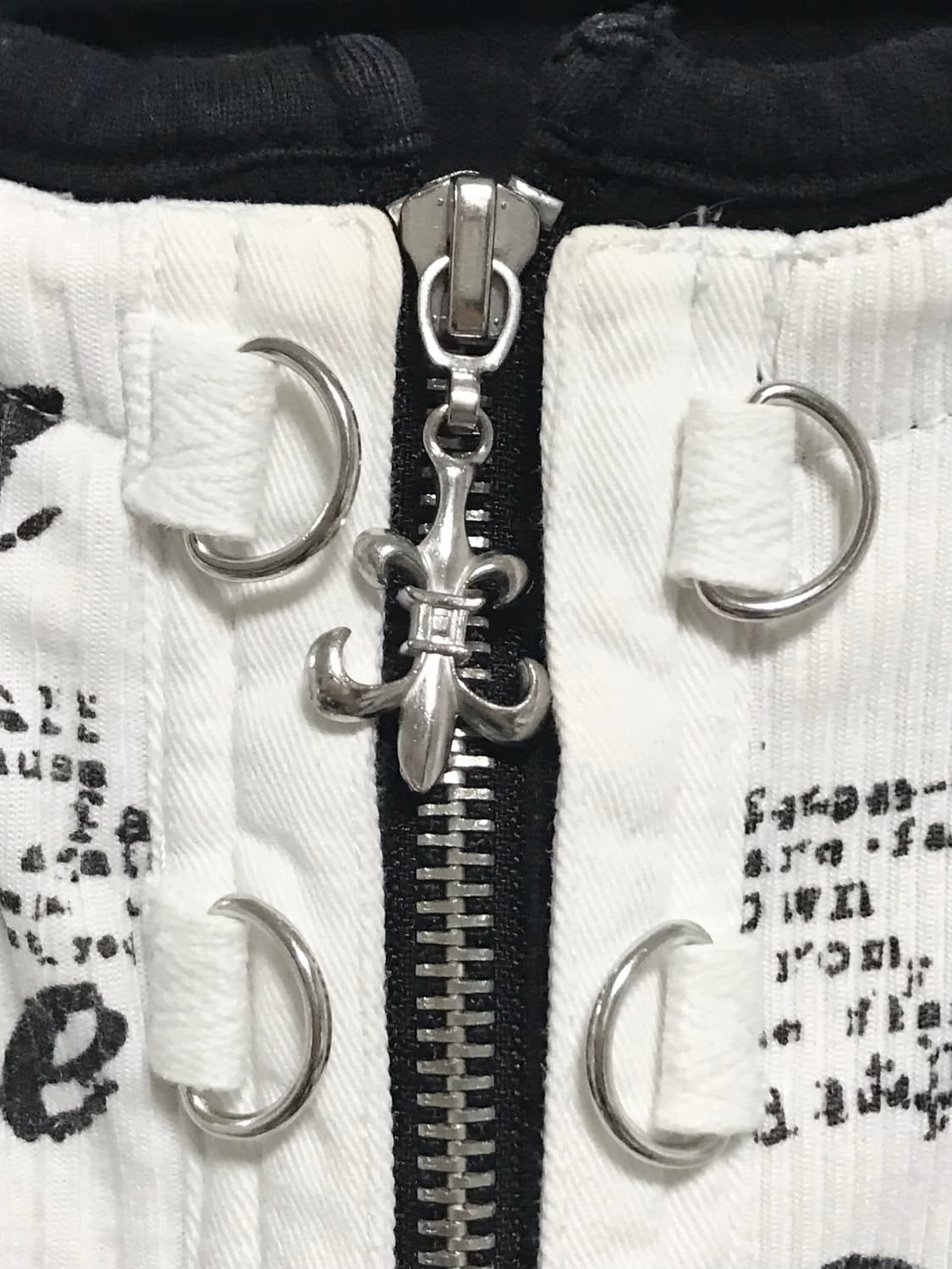 빈티지 펑크 아일렛 링 프린팅 골지 롱슬리브 탑 상품이미지3