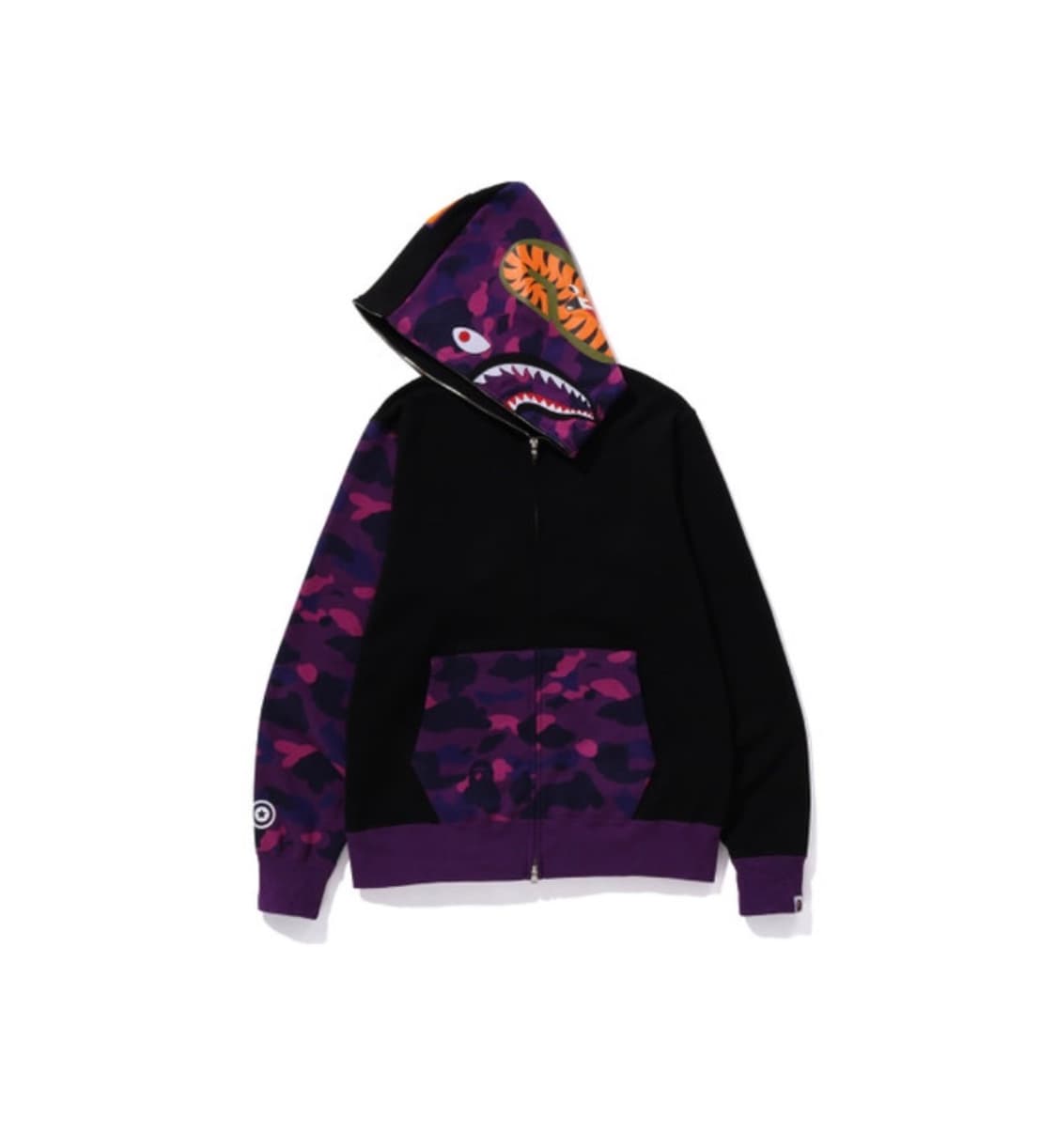 [L] 베이프 블랙 x 퍼플 카모 샤크 풀집 후디 상품이미지1