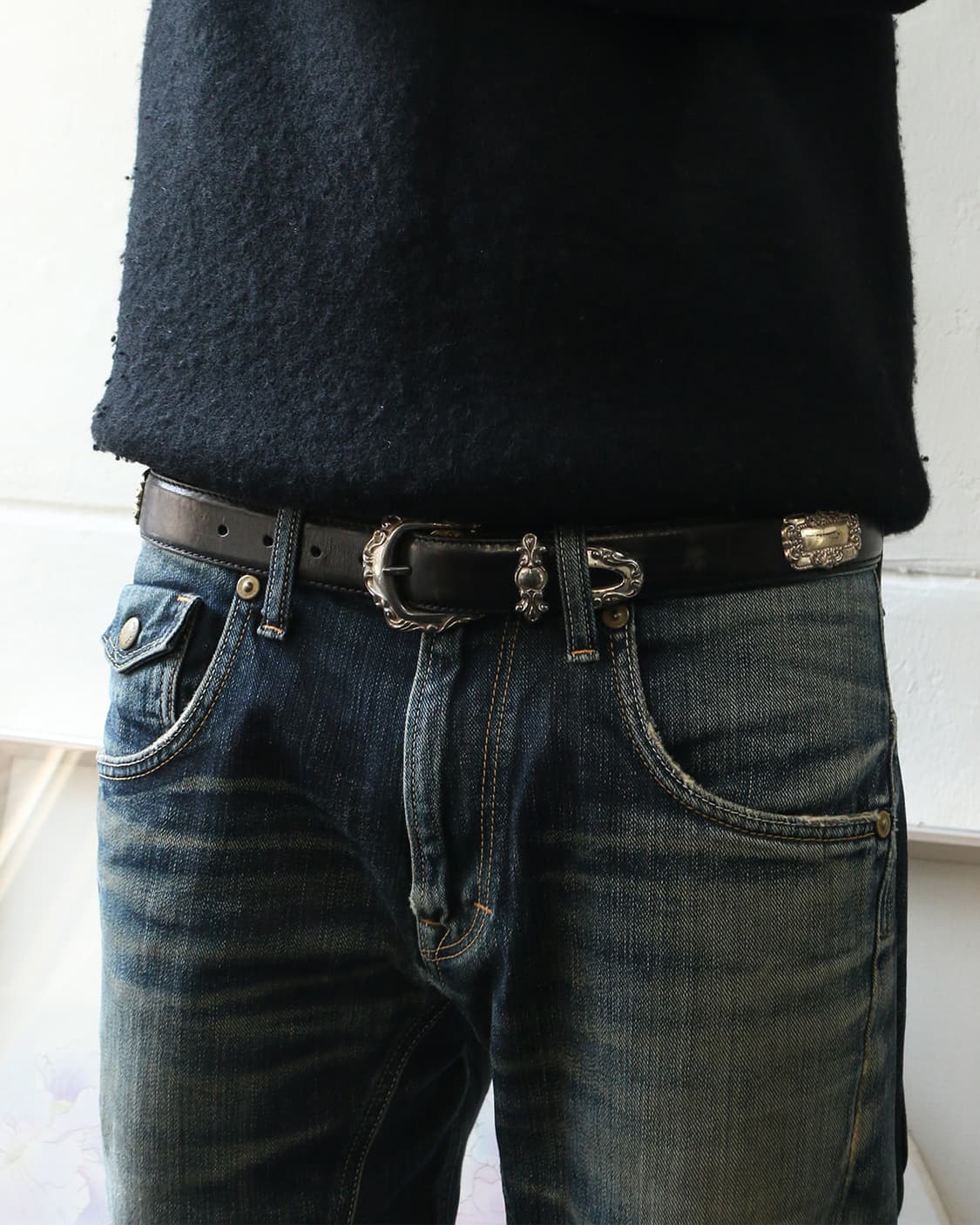 빈티지 웨스턴 레더 스터드 벨트 상품이미지2