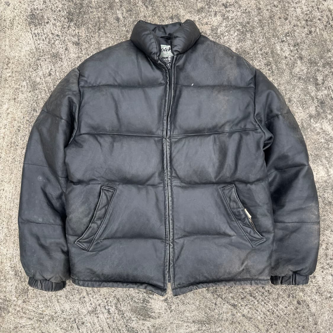 [L] 90s Schott 쇼트 레더 가죽 패딩 점퍼 상품이미지1