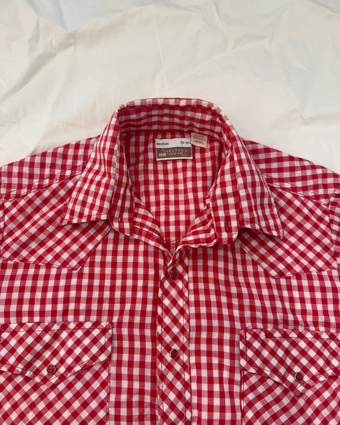 빈티지 웨스턴 셔츠 레드 깅엄 체크 반팔 상품이미지1