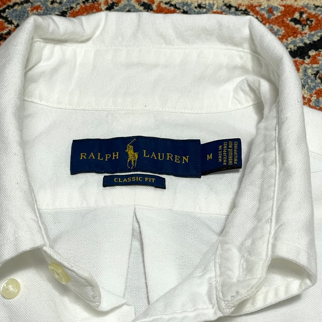 폴로랄프로렌 화이트 단가라 옥스포드 반팔 셔츠 남성M 상품이미지4