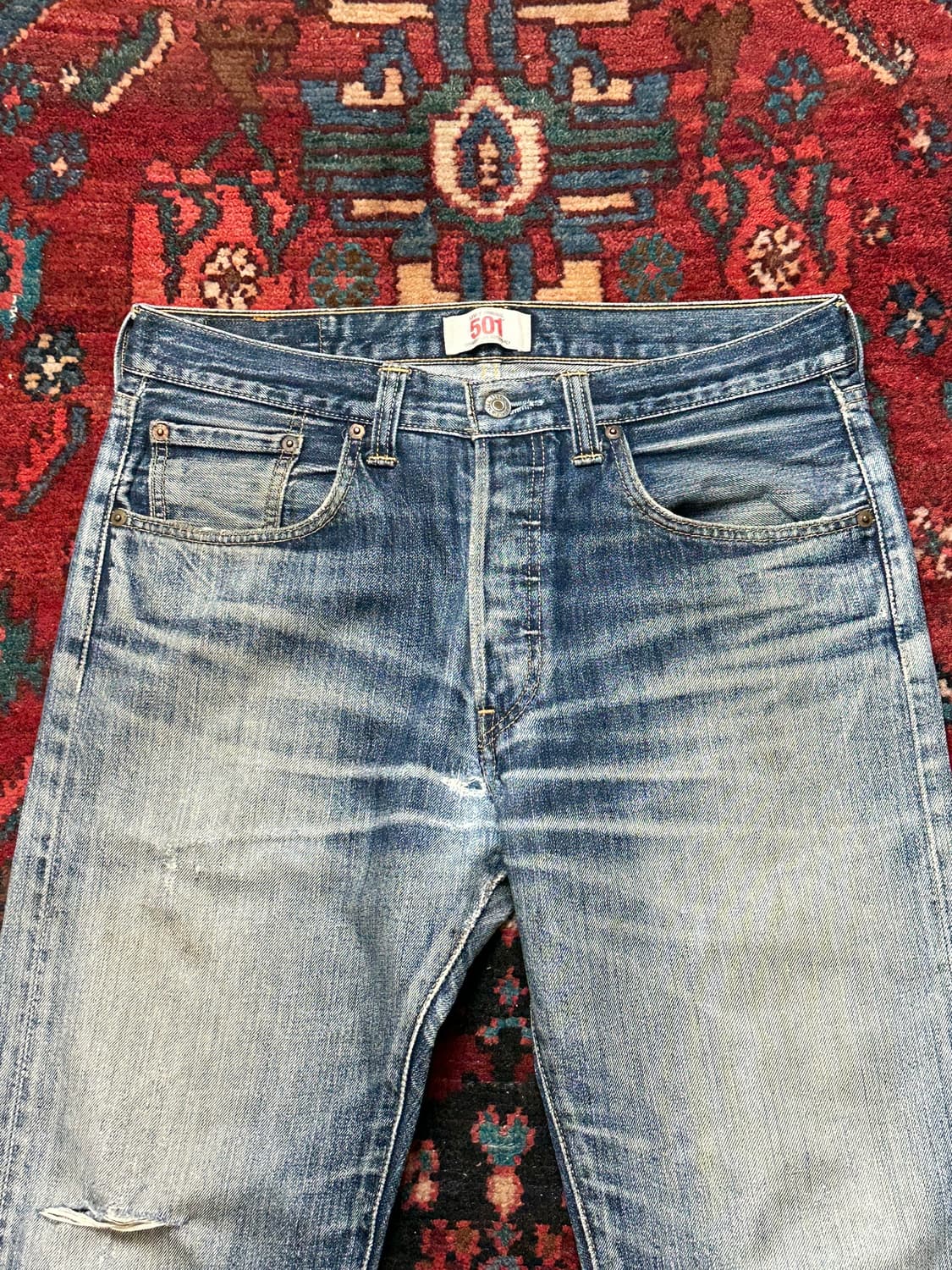00's 리바이스 501 데님 팬츠 하드 에이징 상품이미지5