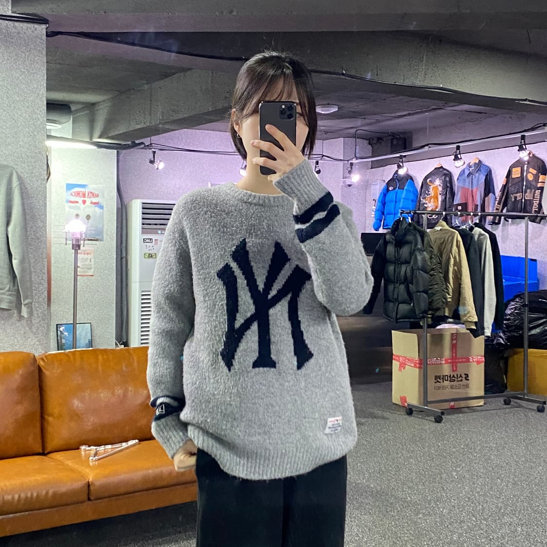 뉴에라 뉴욕양키스 그레이 니트 B3547 상품이미지1