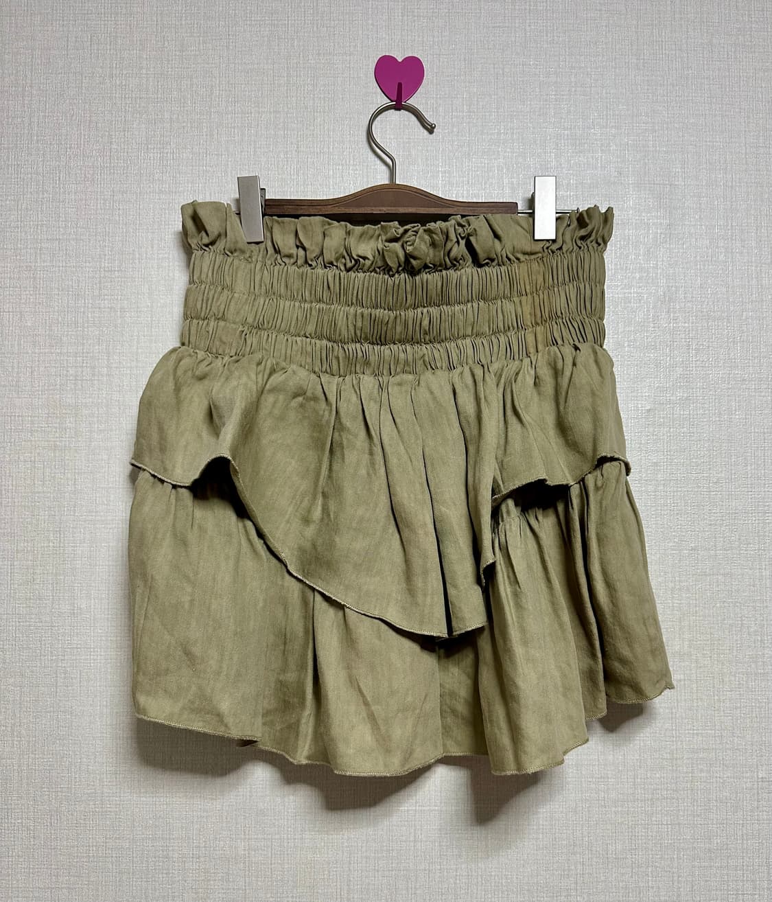 이자벨마랑 스모크 러플 미니스커트 카키 상품이미지2