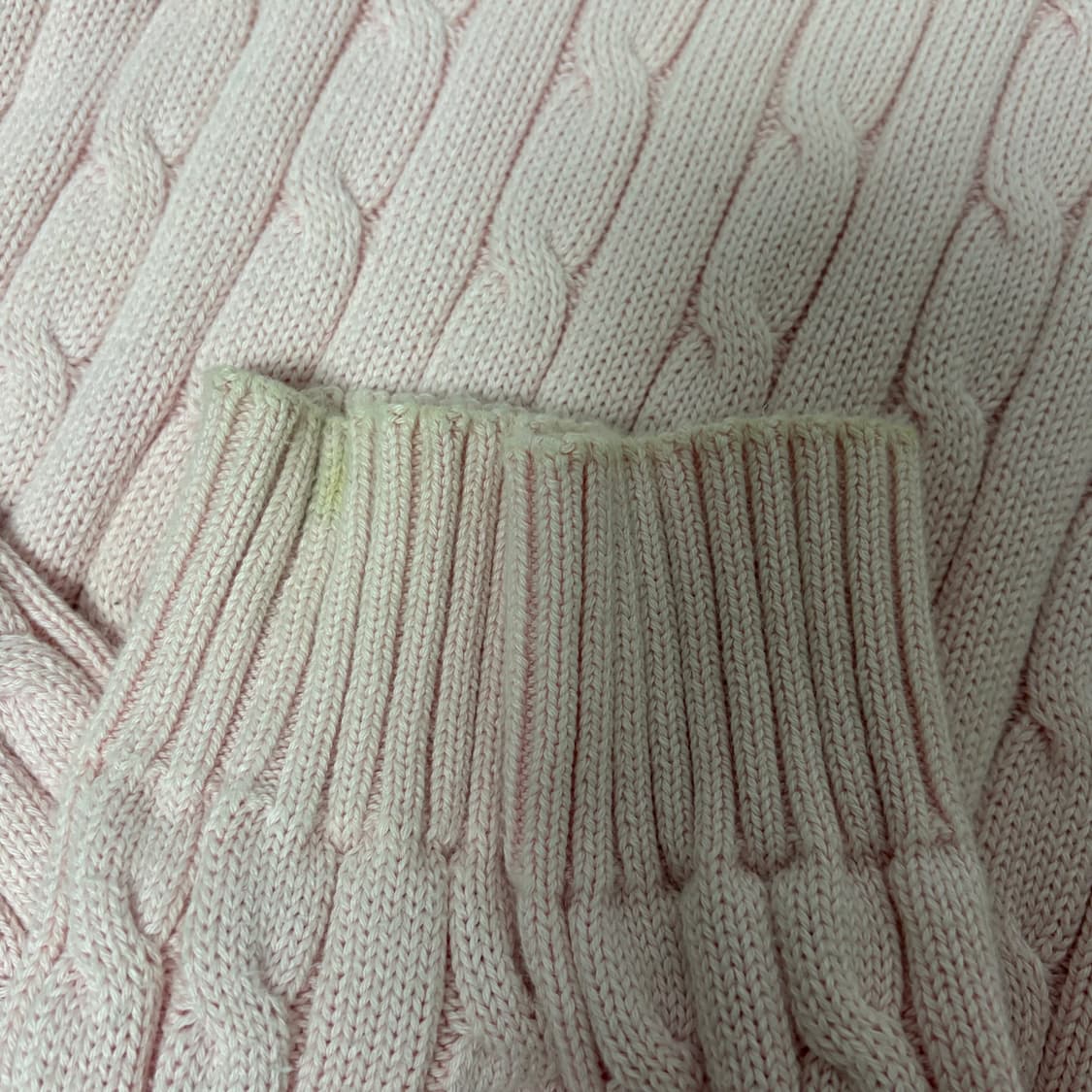 폴로 폴로랄프로렌 빈티지 연핑크 핑크 케이블 꽈배기 니트 판매 상품이미지9