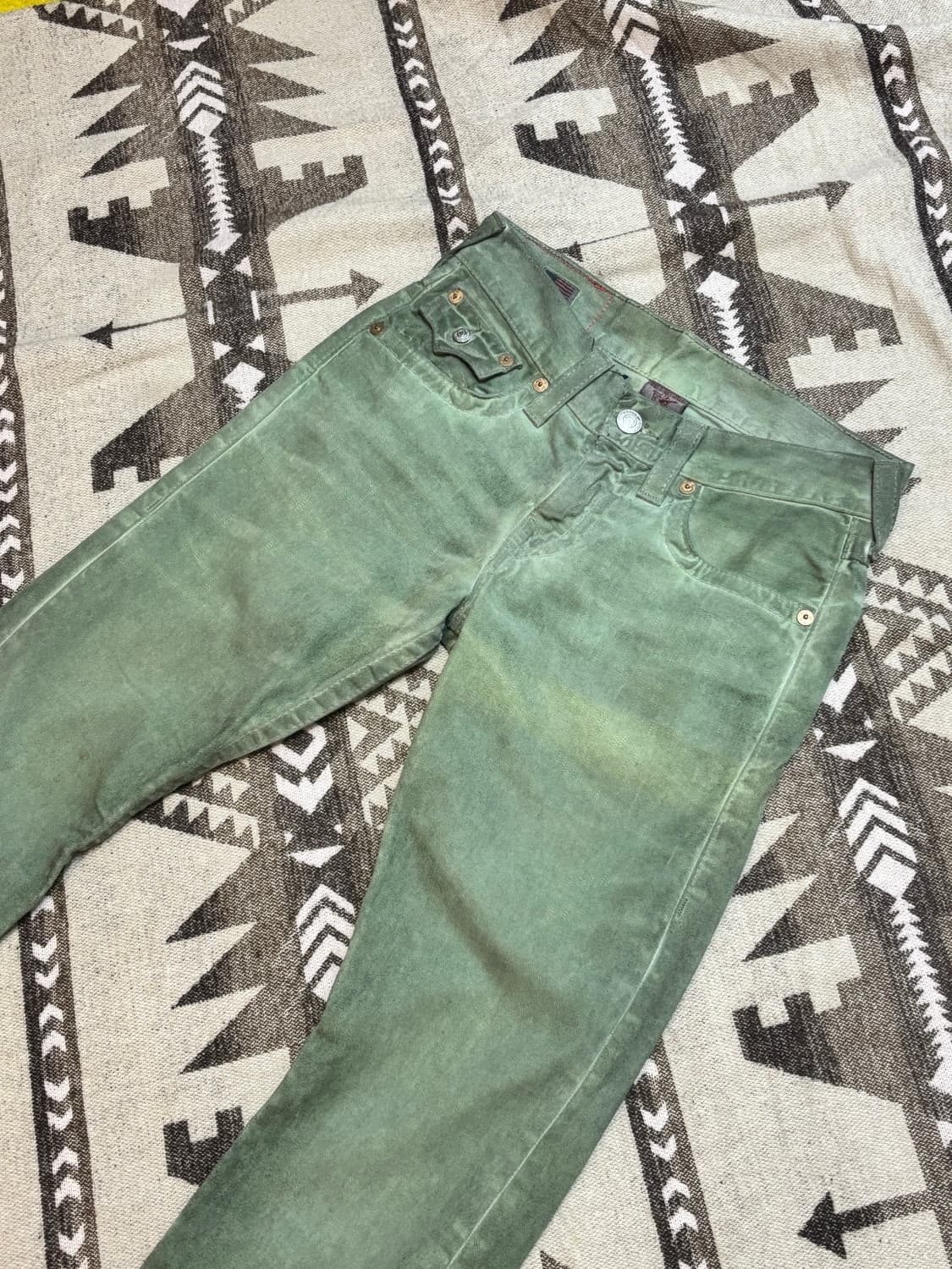 트루릴리전 캐시 그린 워싱 로우라이즈 팬츠  상품이미지6