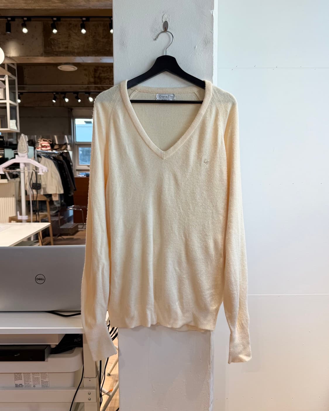 크리스찬 디올 아이보리 울 브이넥 니트  상품이미지2