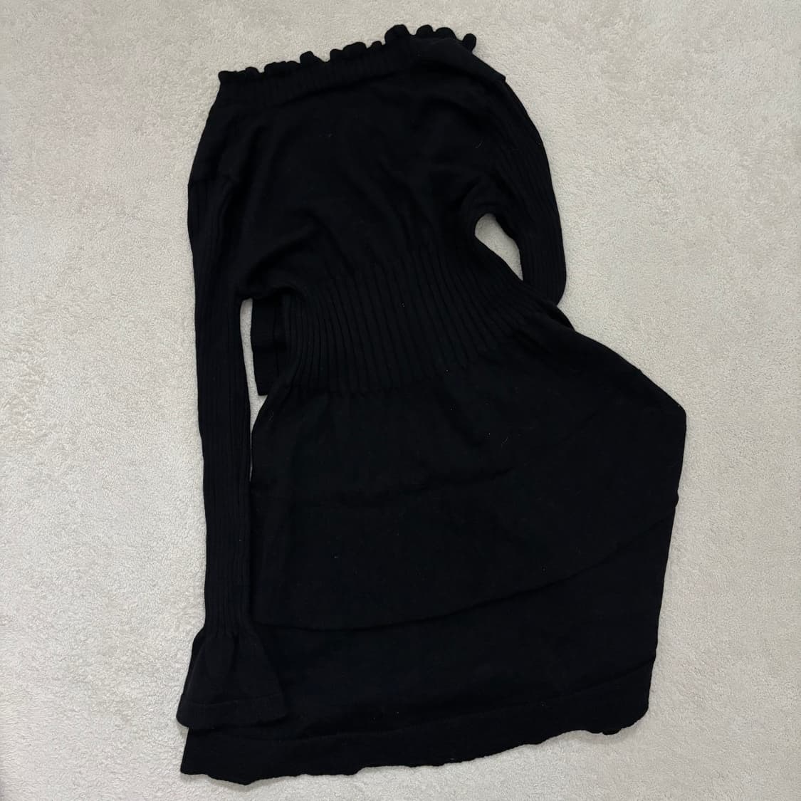 일본빈티지 발레코어 작사 딱붙 블랙 니트 원피스 상품이미지5